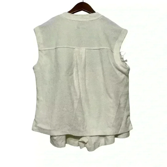 Free Assembly Womens Size M Terry Short Set Egret Sleeveless Front Tie EUC - Picture 4 of 16